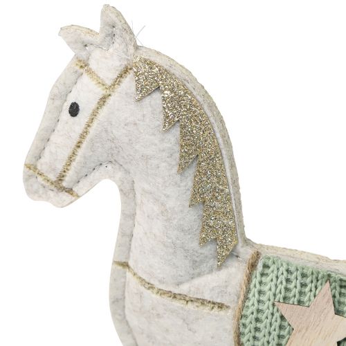 Artículo Caballito decoración Navidad crema 20x4,5x22cm 2uds