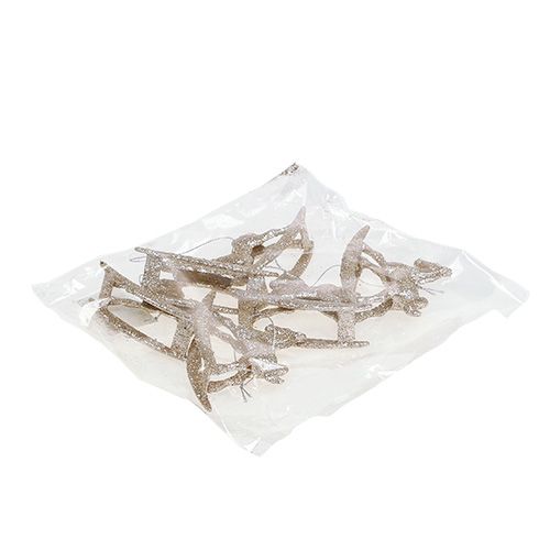 Floristik24 Caballo mecedora de oro de 7,5cm con brillo 6pcs