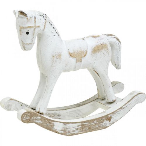 Floristik24 Caballito balancín decorativo navidad blanco 13x4,5x11,5cm 3uds