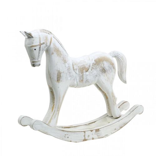 Floristik24 Caballito balancín decorativo Navidad blanco marrón 26x6x23cm