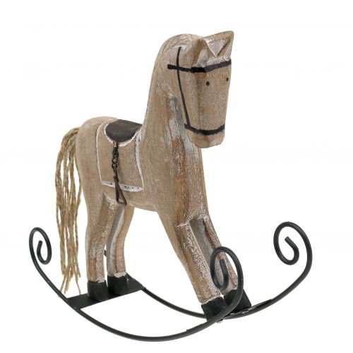Caballito mecedora 17cm x 22cm lavado blanco