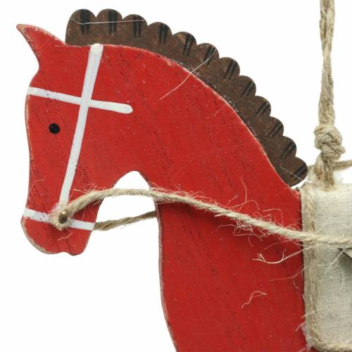 Floristik24 Caballo mecedor para colgar madera roja H17cm 3 piezas Decoraciones nostálgicas para árboles