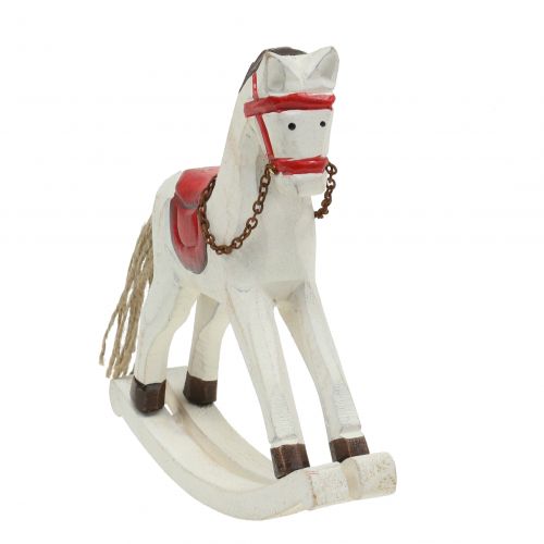 Floristik24 Rocking Horse Wood Rojo, Blanco 19cm x15cm