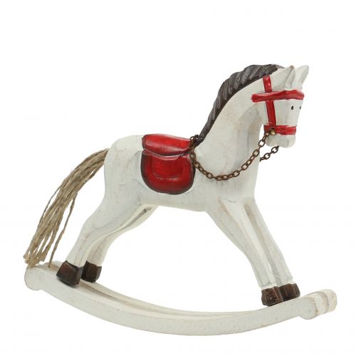Floristik24 Rocking Horse Wood Rojo, Blanco 19cm x15cm