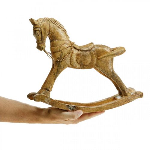 Floristik24 Figura decorativa Caballito madera Navidad dorado, purpurina 28 × 38 × 9,5cm