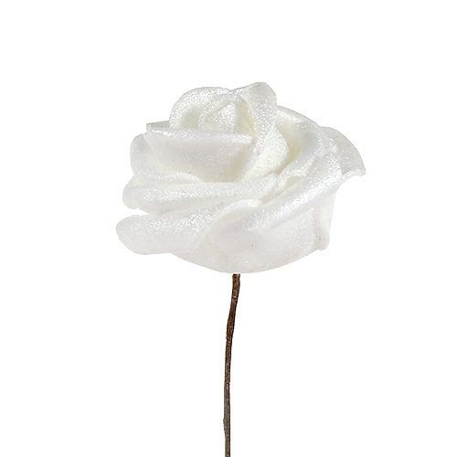 Artículo Rosas blancas de espuma con nácar Ø2,5cm 120pcs