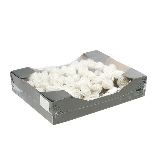 Floristik24 Rosas de foam blancas con nácar Ø2,5cm 120 uds.