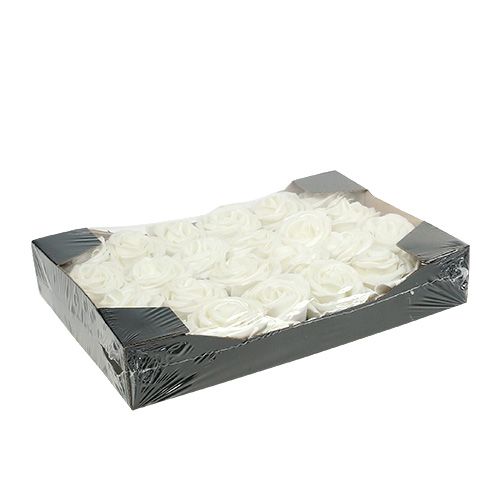 Floristik24 Rosas de foam blancas con nácar Ø6cm 24 piezas
