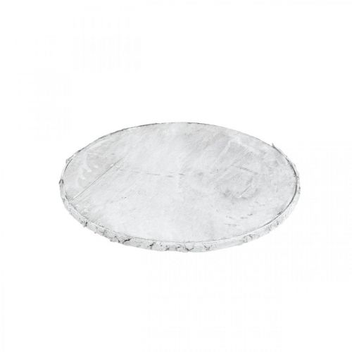 Floristik24 Disco de madera decorativo con posavasos de corteza de contrachapado blanco Ø20cm