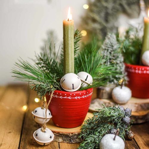 Floristik24 Campanas con estrella en la cinta para colgar Blanco L30cm 2pcs