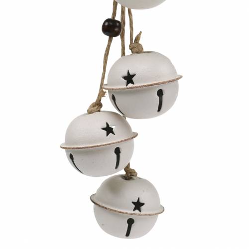 Floristik24 Campanas con estrella en la cinta para colgar Blanco L30cm 2pcs