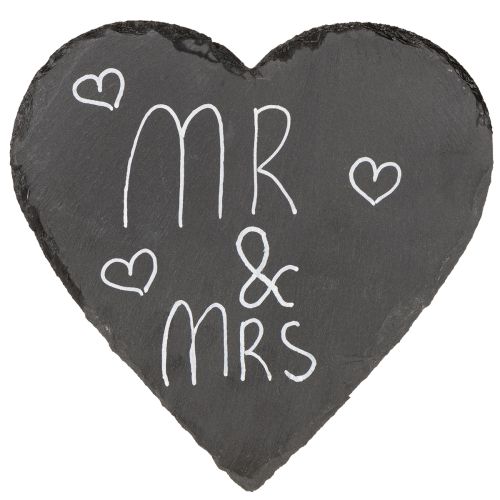 Artículo Decoración de corazón de pizarra, placa de pizarra de corazón de 20 cm, 5 unidades