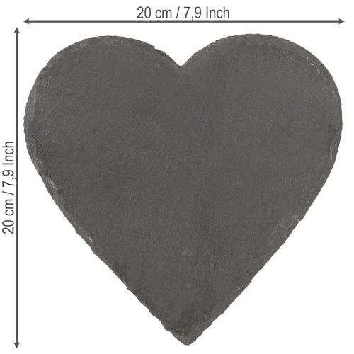 Artículo Decoración de corazón de pizarra, placa de pizarra de corazón de 20 cm, 5 unidades