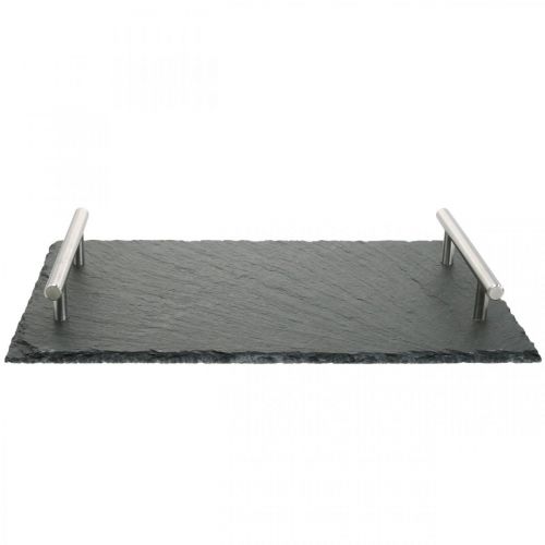 Floristik24 Fuente de pizarra con asas, bandeja decorativa, plato de servir 30x20cm