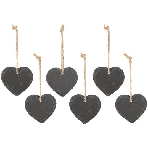 Artículo Pizarra corazón pequeño para colgar negro 7,5cm 6ud