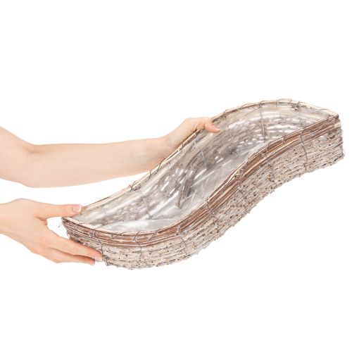 Maceta rectangular de mimbre con lámina, cuenco decorativo, 45 cm, 1 juego | Floristik24.es