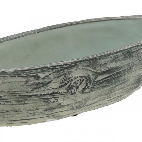 Floristik24 Cuenco para plantas ovalado diseño de barco de hormigón en madera 37×11,5 cm Alt. 10 cm