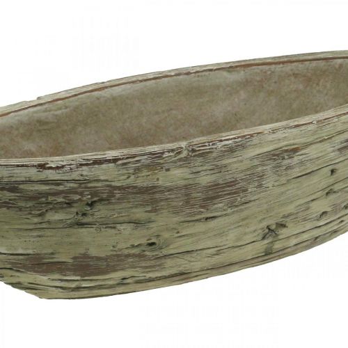 Floristik24 Jardinera cuenco ovalado hormigón aspecto madera marrón claro 37 × 11,5 cm Al 10 cm