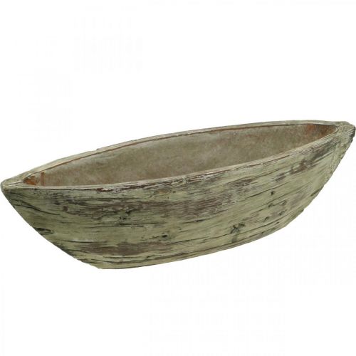 Floristik24 Jardinera cuenco ovalado hormigón aspecto madera marrón claro 37 × 11,5 cm Al 10 cm