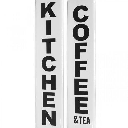 Floristik24 Letrero decorativo Metal Vintage Cocina Negro, Blanco 18×80cm Juego de 2