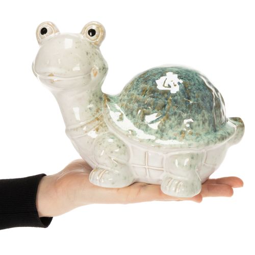 Artículo Figura de tortuga de cerámica que llama la atención en el salón, figura decorativa, 22 cm.