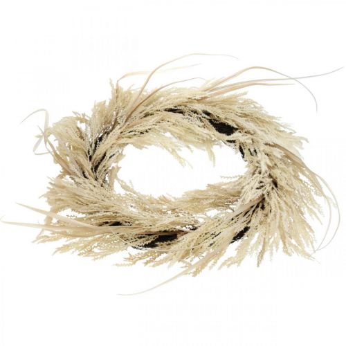 Floristik24 Deco corona hierba de la pampa y caña artificial crema 70cm