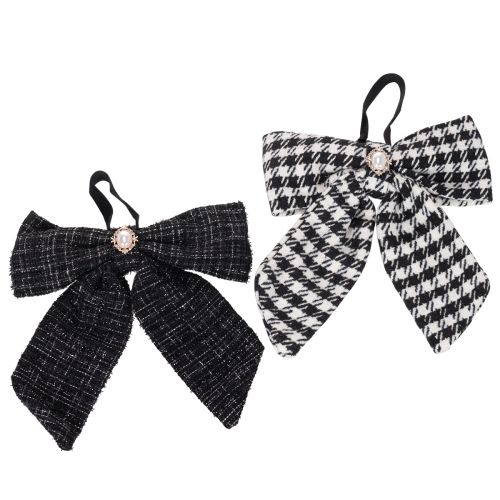 Lazo de tela con broche y colgador, a cuadros, 24 cm, 2 piezas comprar | Floristik24.es