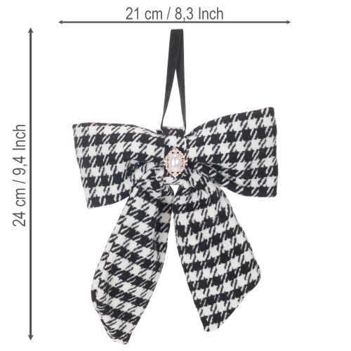 Lazo de tela con broche y colgador, a cuadros, 24 cm, 2 piezas | Floristik24.es