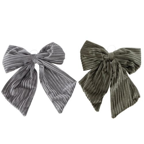 Lazo decorativo colgante, lazo navideño, terciopelo, acanalado, 24 cm, 2 piezas comprar | Floristik24.es