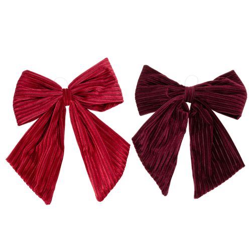 Lazo de tela de pana de terciopelo rojo para colgar adornos navideños, 24 cm, 2 unidades comprar | Floristik24.es