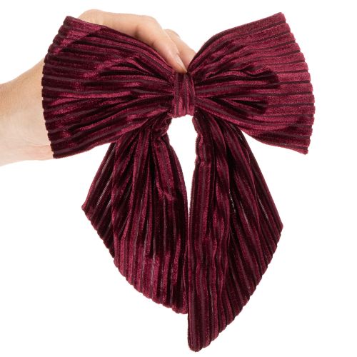 Lazo de tela de pana de terciopelo rojo para colgar adornos navideños, 24 cm, 2 unidades | Floristik24.es