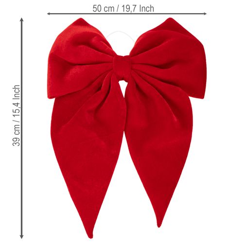 Lazo decorativo rojo, lazo grande de terciopelo para ventana o puerta, 50 cm. | Floristik24.es