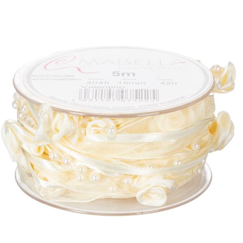 Artículo Cinta Valentino color crema, 15 mm, 5 m