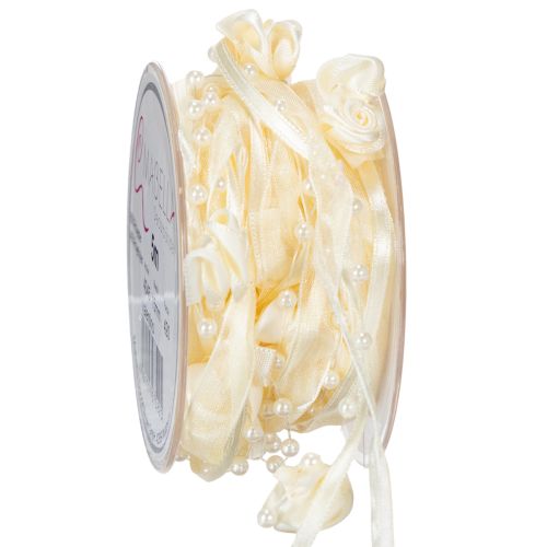 Floristik24 Cinta Valentino color crema, 15 mm, 5 m