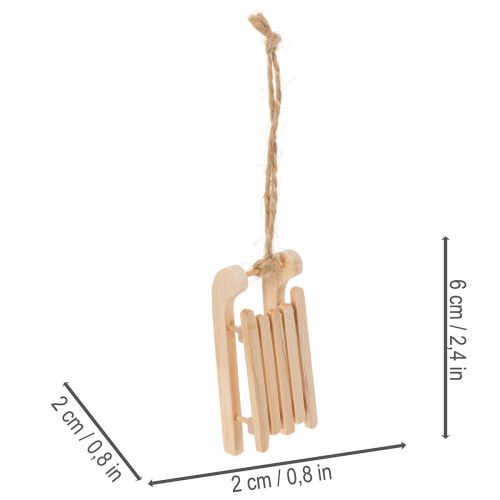 Trineo decorativo para colgar en el árbol de Navidad, 6 cm, 6 unidades | Floristik24.es