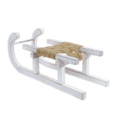 Floristik24 Trineo de madera blanco 28cm x 11cm x 11cm 1pc