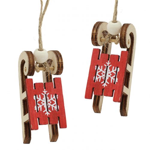 Floristik24 Trineo para colgar rojo 4cm 12uds