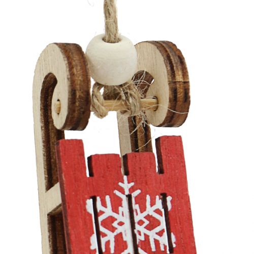 Artículo Trineo para colgar rojo 4cm 12uds