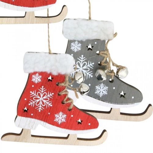 Floristik24 Par de patines para colgar, decoración de invierno, colgante navideño, decoración de madera rojo / gris L50cm 4pcs
