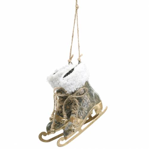 Floristik24 Patines de Hielo Colgantes para Árbol de Navidad Dorado, Blanco 11×10cm