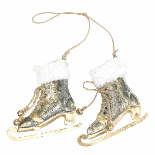 Floristik24 Patines de Hielo Colgantes para Árbol de Navidad Dorado, Blanco 11×10cm