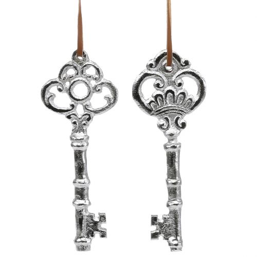 Floristik24 Llave plateada para colgar 15,5cm 2pcs