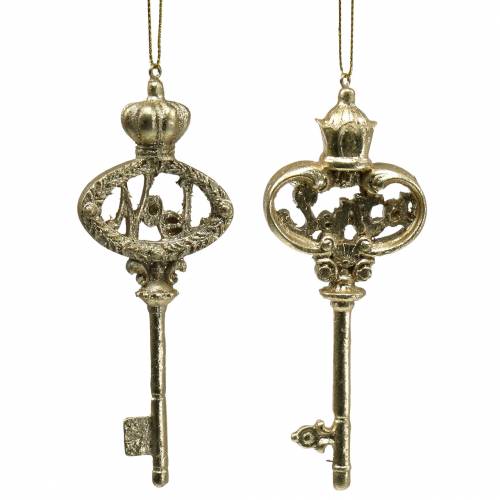 Floristik24 Llave de decoración de árbol de navidad con mica gold 13cm 2pcs