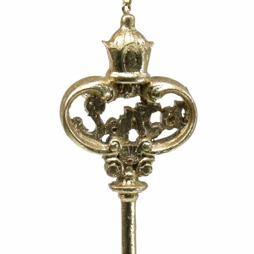 Floristik24 Llave de decoración de árbol de navidad con mica gold 13cm 2pcs