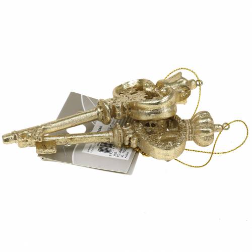 Floristik24 Llave de decoración de árbol de navidad con mica gold 13cm 2pcs
