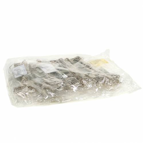 Floristik24 Decoración del árbol de Navidad Clave Champán, purpurina 14,5cm 12pcs