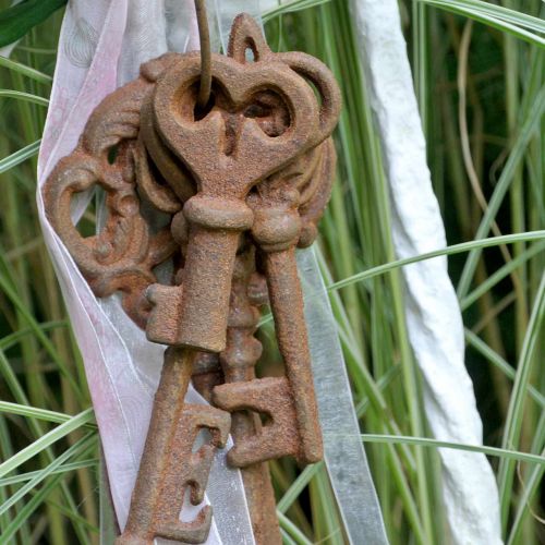 Artículo Llavero 5 llaves decorativas hierro fundido óxido 36cm
