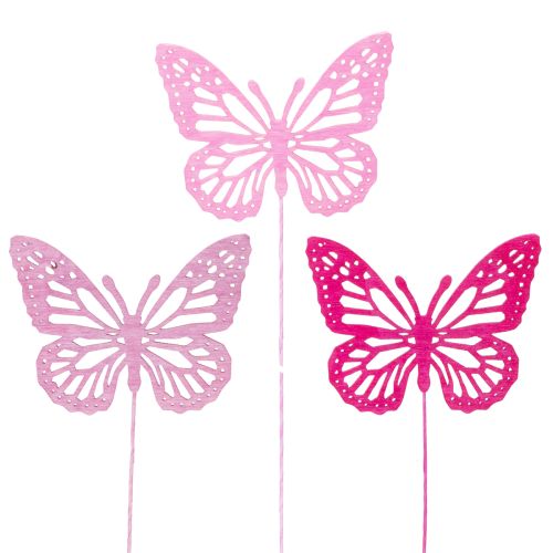 Mariposas decorativas en tallos como delicados detalles para mesas y jardineras, 8 cm, 18 piezas