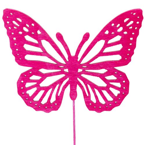 Artículo Mariposas decorativas en tallos como delicados detalles para mesas y jardineras, 8 cm, 18 piezas