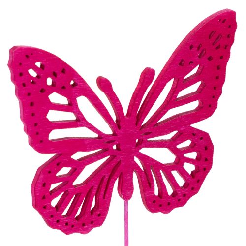 Artículo Mariposas decorativas en tallos como delicados detalles para mesas y jardineras, 8 cm, 18 piezas